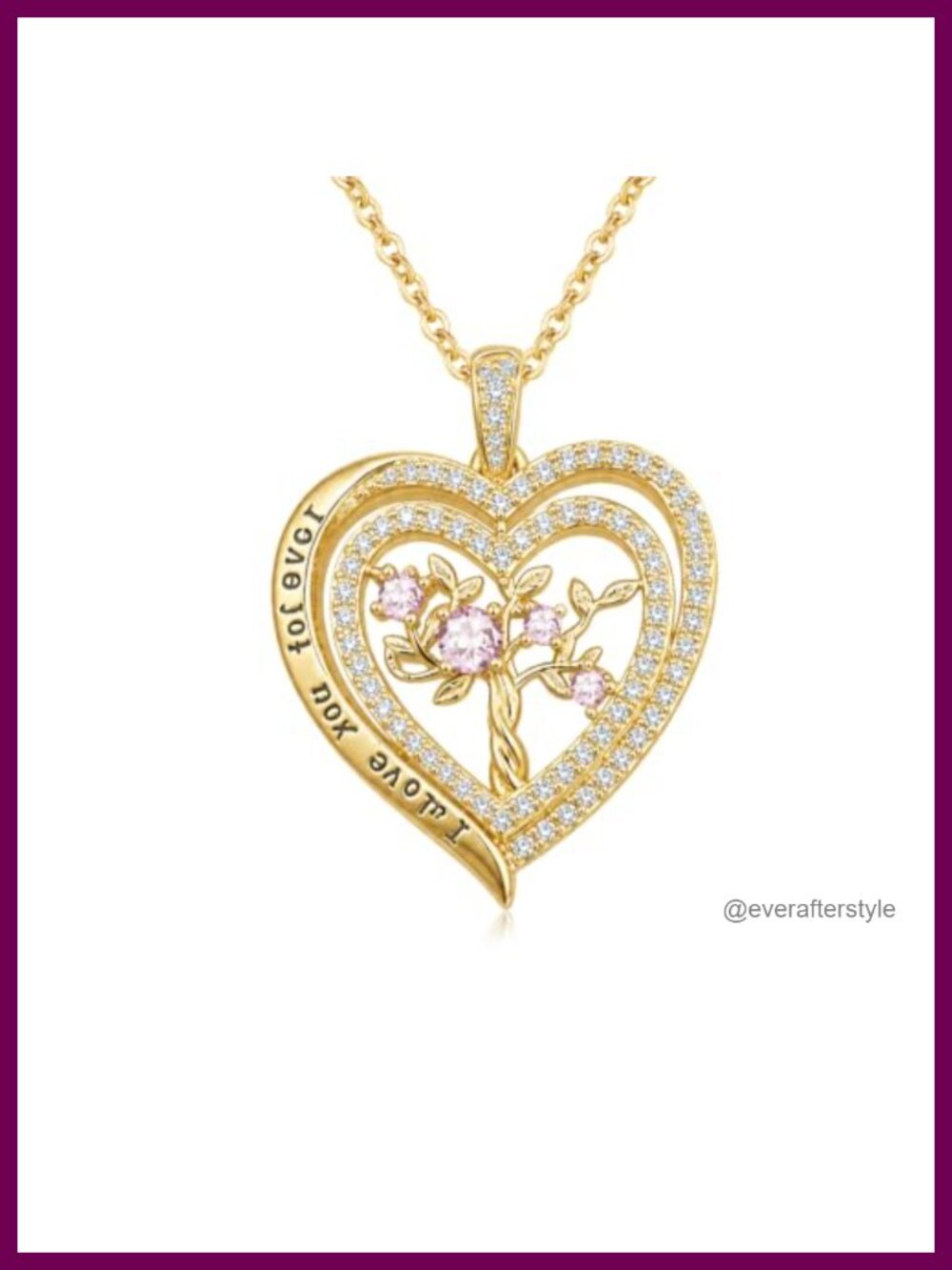 14K Gold Tree of Life Heart Necklace Women Birthstone Pendant